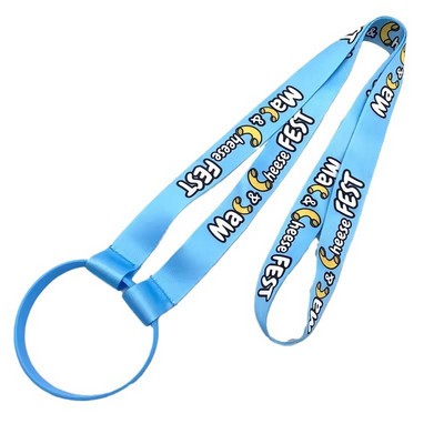 Heat Transfer Polyester Water Bottle Lanyard with Silicone Rings