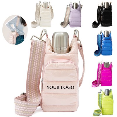 Water Bottle Holder Carrier Shoulder Bag With Strap Water Bottle Puffer Bag