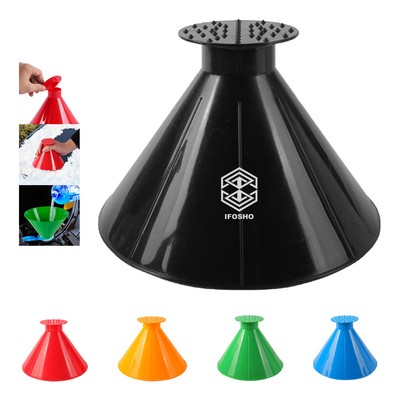 Multifunctional Round Cone Shaped Ice and Snow Scraper with Funnel for Car Windshield