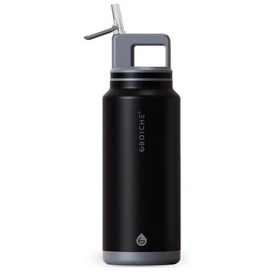 GROSCHE ALPINE Flip n' Sip 40 oz Stainless Steel vacuum insulated flask - Graphite Black