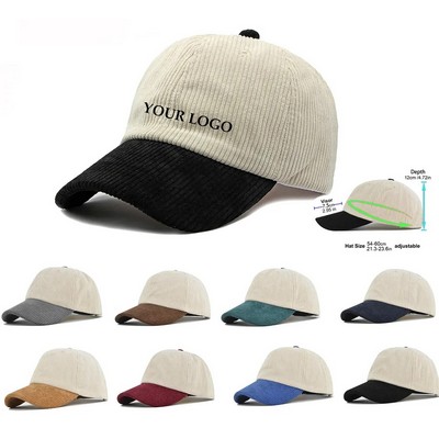 Two Tone Corduroy Baseball Hat