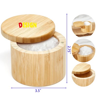 Natural Bamboo Salt Pepper Holder With Bamboo Lid