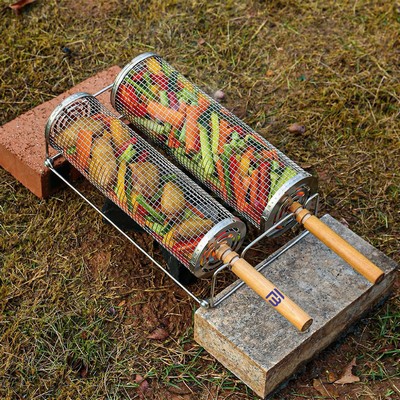 Easy Carry Wooden Handle Grill Basket