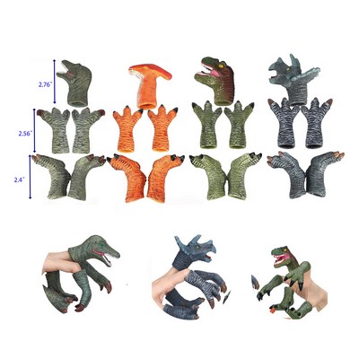 5 Pieces Dinosaur Toys Dinosaur Figure Rubber Dinosaur Finger Puppets Set