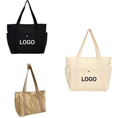 Canvas Tote Bag With Front Pocket