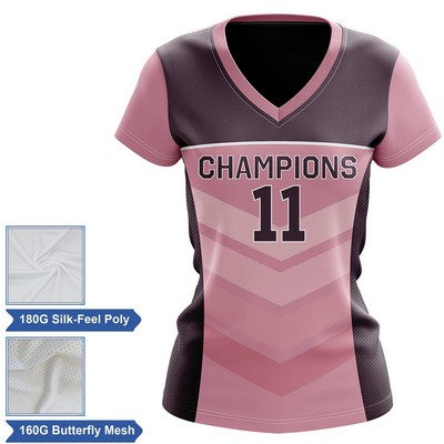 Women's Lightweight Sublimation Football Fanwear Jersey - Interlock with Mesh Siding