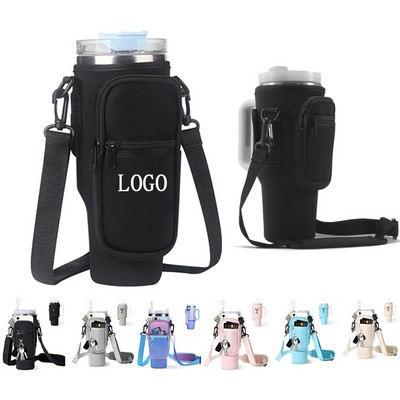 40oz Custom Neoprene Water Bottle Sling Sleeve Holder Tumbler Carrier Bag