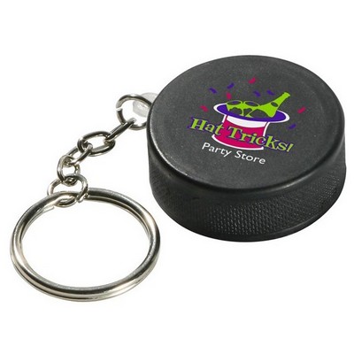 Hockey Puck Stress Reliever Keychain