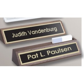 10" Walnut Name Plate w/Card Holder