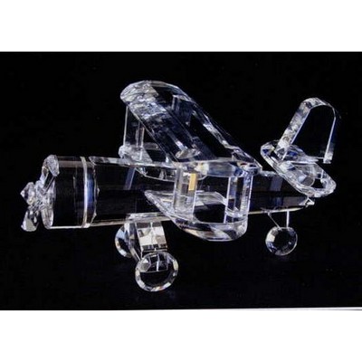 Optic Crystal Bi-Airplane Figurine