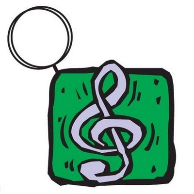 Treble Clef Executive Key Chain w/Mirrored Back (3 Square Inch)