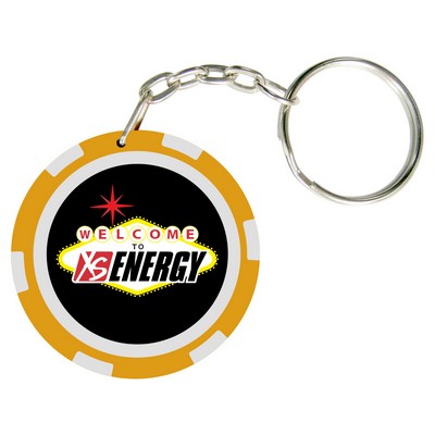 6 Stripe Poker Chip Keychain (9 Colors) No Minimums (2 Side Imprint)