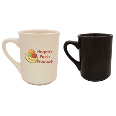 8.5 Oz. Black Vitrified Tall Restaurant Mug (Screen Printed)