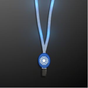 Flashing Lanyard w/ Imprintable Blue Badge Clasp - Domestic Imprint