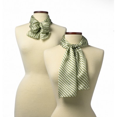 Lime Green Saville Stripe Polyester Scarf - 8"x45"