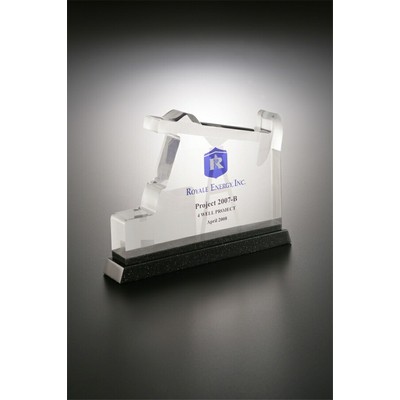 Lucite Oil Derrick Shaped Embedment Award w/ Base