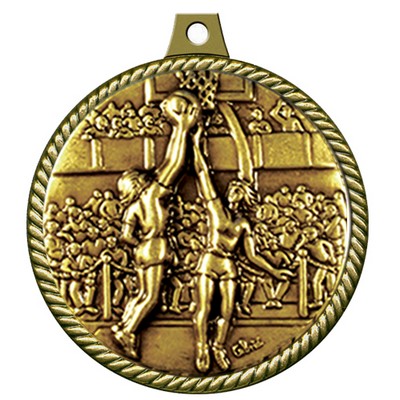 Stock Medal w/ Rope Border (Basketball Female) 2 1/4"