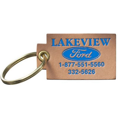 Natural Leather Small Square Riveted Key Tag (1 1/8"x2")