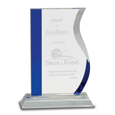 Magic Optical Small Blue Wave Crystal Award