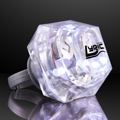 White Princess Cut Huge Diamond LED Ring