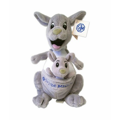 Custom Plush Kangaroo Mascot w/ Baby Joey Finger Puppet in Tummy