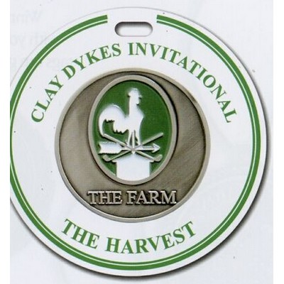 One Side Circle Printed Plastic Bag Tag w/ Medallion 3 1/2"