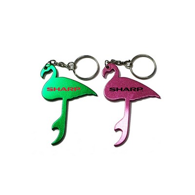 Flamingo Aluminum Bottle Opener w/Keychain