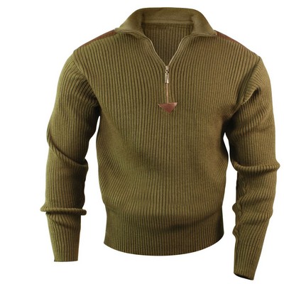 Olive Drab 1/4-Zip Commando Sweater (3XL)