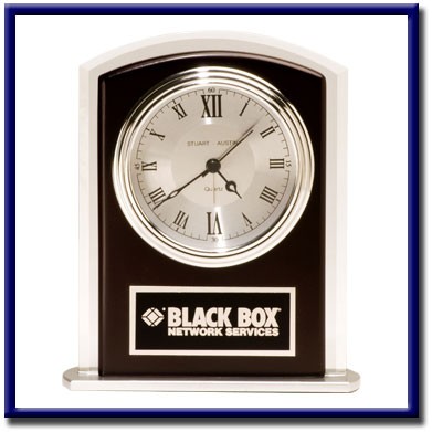 Beveled Glass Clock with Rosewood Accent (5 1/2"x6 1/2")