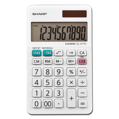 Sharp EL377WB 10 Digit Twin Power Calculator W/ Glass Top