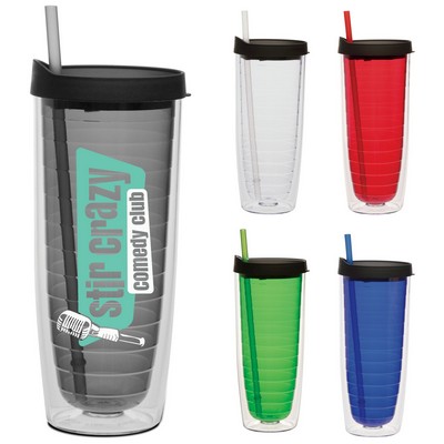 20 Oz. Fun Cup Collection Tumbler w/Color Straw & Black Lid