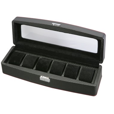 Carbon Fiber Style 6 Watch Case w/ Clear Top