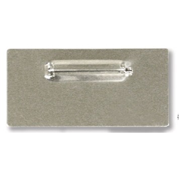 Silver Steel Beveled Blank Metal Badge w/Pin Backing (3"x1½")