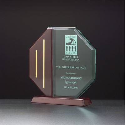 Octagon Rosewood Acrylic Award w/ Gold Metal Accent (7 1/8"x7 1/2")