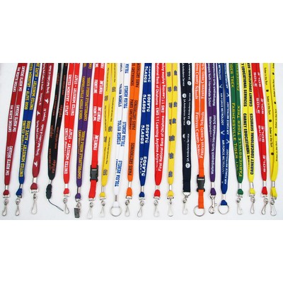 3/8" Printed Shoelace Tube Lanyard w/Metal Crimp