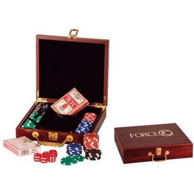 Rosewood Finish Poker Set