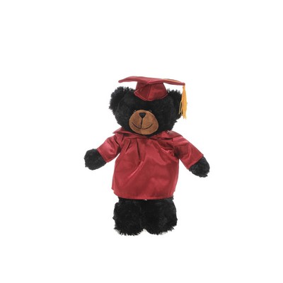 Soft Plush Black Teddy Bear in Graduation Cap & Gown