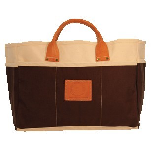 Natural Canvas Open Tool Bag w/18 Oz. Colored Pockets