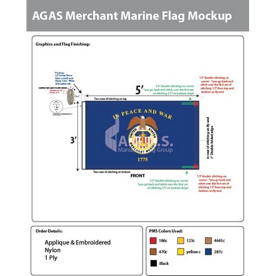 Merchant Marine Deluxe Flags 3x5 foot