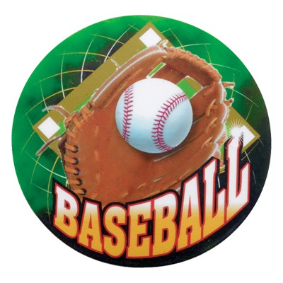 2" Baseball Mylar Insert Disc w/Ball & Glove