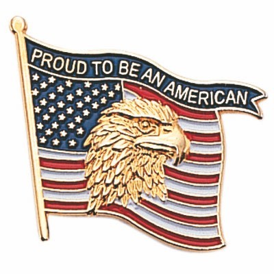 7/8" Proud To Be An American Flag Pin w/Eagle's Head