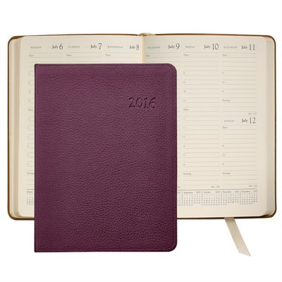 SMOOTH Grain Leather Desk Diary Datebook (7"x9 1/4")