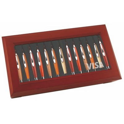 12 1/4"L x 6 1/2"W x 2 5/16"H Deluxe 12 Pen Wooden Gift Box Set