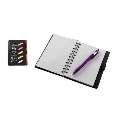 Black Cardboard Spiral Bound Jotter with Pen - 4.8 x 6.1