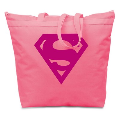 Large Tote Bag w/ Zipper - Hot Pink