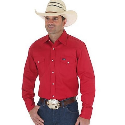 Wrangler® Men's Red Cowboy Cut® Western Long Sleeve Basics Work Shirt