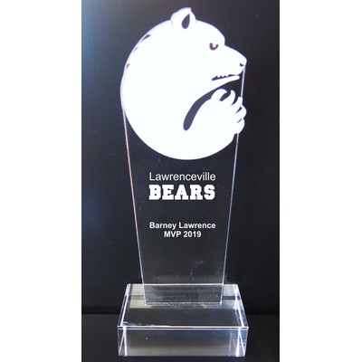 EXCLUSIVE! Acrylic and Crystal Engraved Award - 9-1/2" Tall - Bear