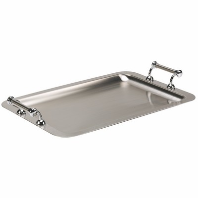 Brushed Stainless Steel Rectangular Serving Tray w/Handles