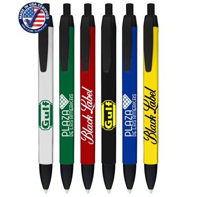 Union Printed - USA Made - Wide Body Click Pen with Black Trim - 1-Color Logo