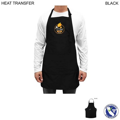 Twill Bib Apron, 25x28, 2 Pockets, Adjustable Neck, Heat Transfer Logo, In Stock